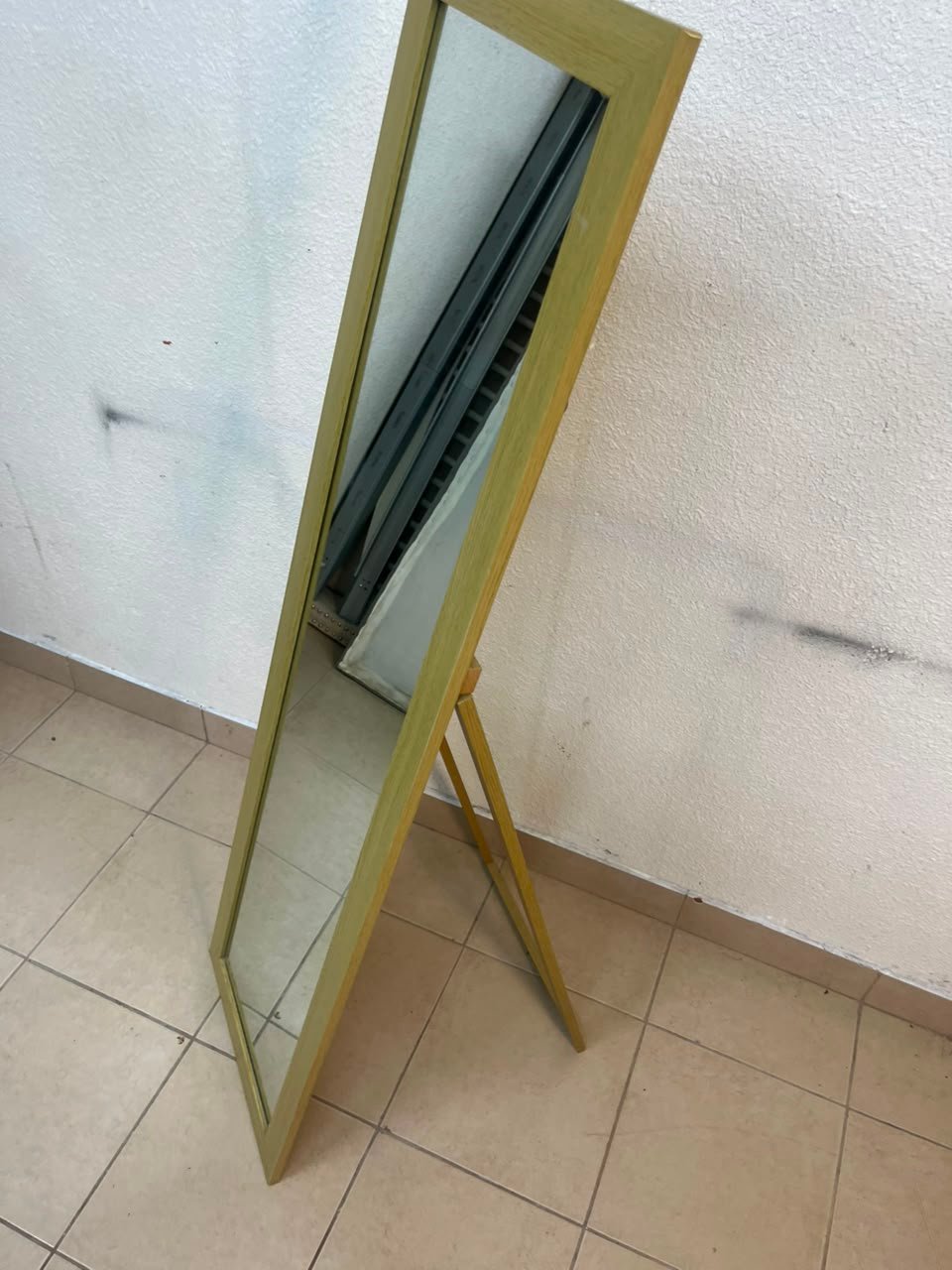 A mirror with a gold frame and a sturdy back stand on which the base is frequently mounted (Cheval Floor Mirror). - Image 3