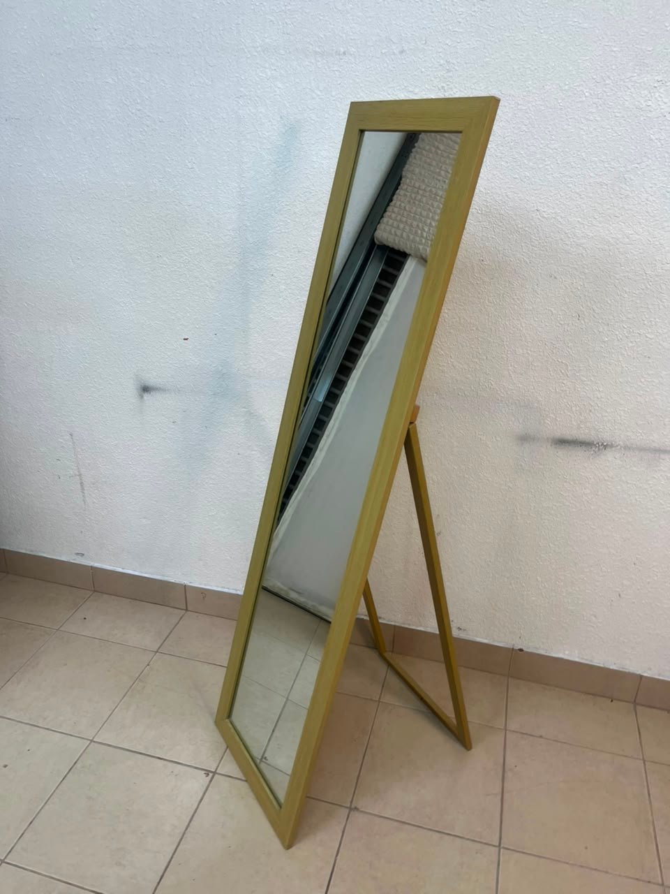 A mirror with a gold frame and a sturdy back stand on which the base is frequently mounted (Cheval Floor Mirror). - Image 4