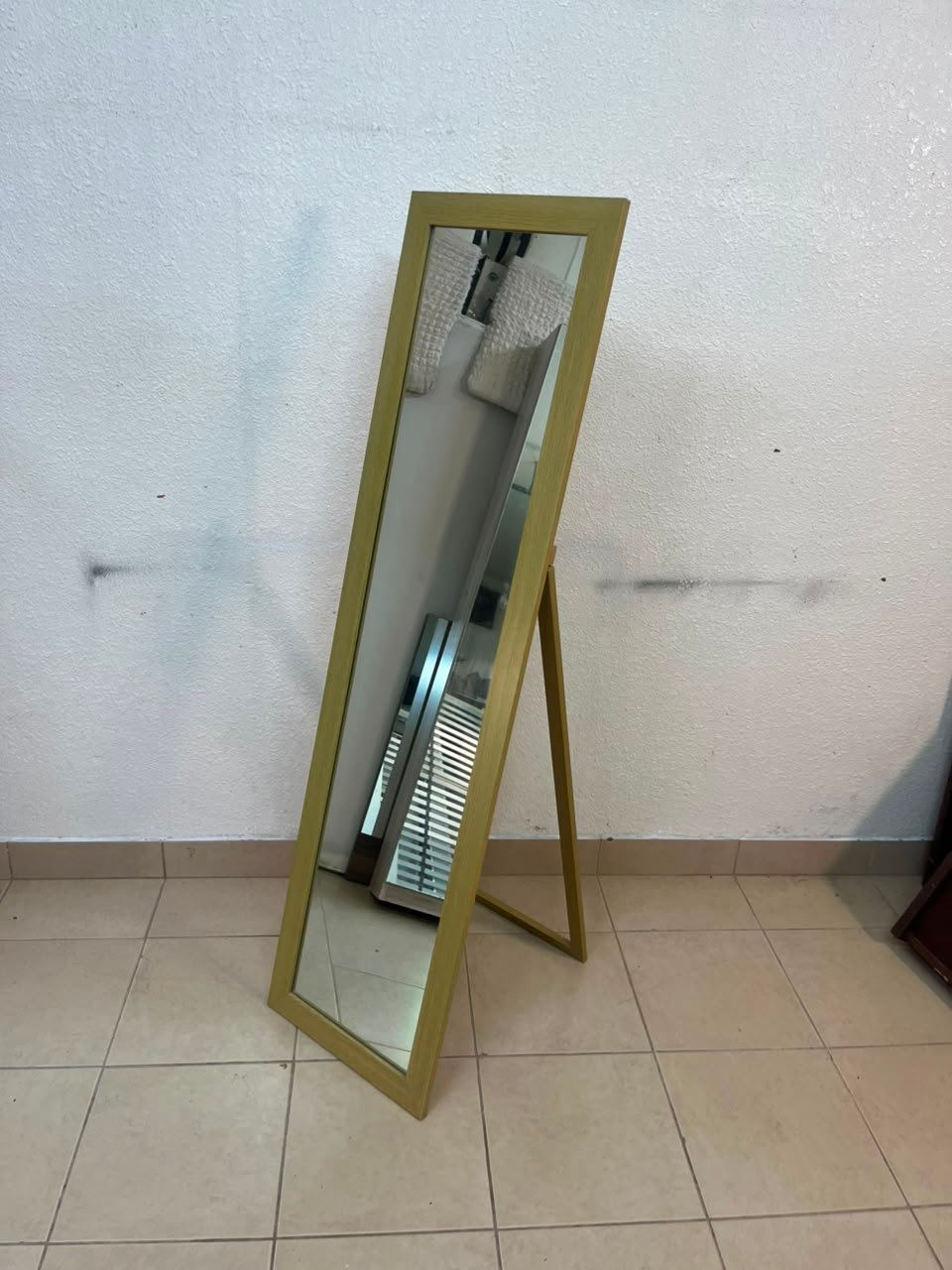 A mirror with a gold frame and a sturdy back stand on which the base is frequently mounted (Cheval Floor Mirror). - Image 2