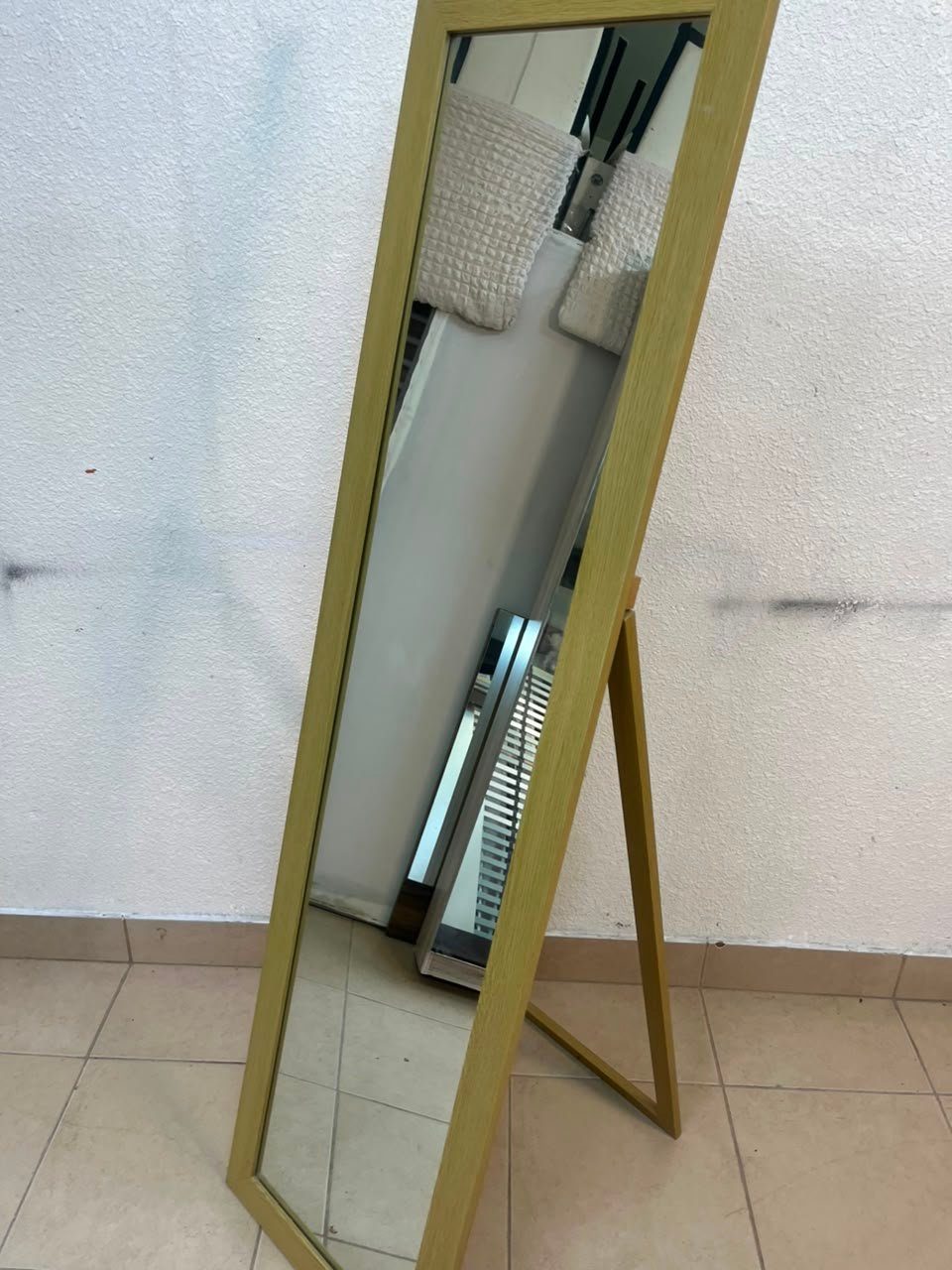 A mirror with a gold frame and a sturdy back stand on which the base is frequently mounted (Cheval Floor Mirror). - Image 6