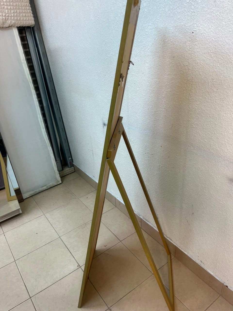A mirror with a gold frame and a sturdy back stand on which the base is frequently mounted (Cheval Floor Mirror). - Image 7