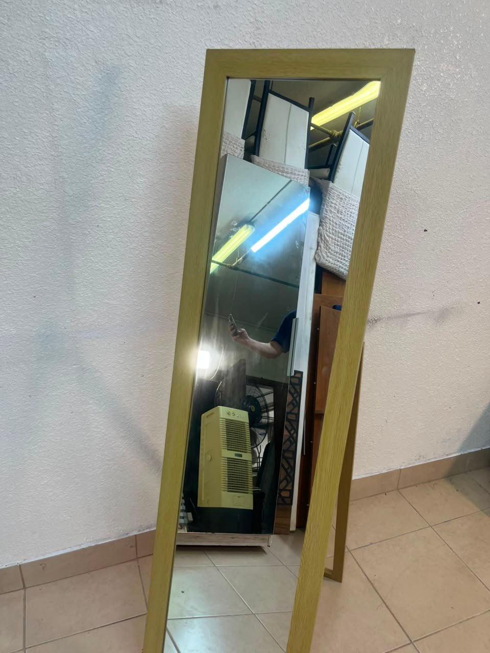 A mirror with a gold frame and a sturdy back stand on which the base is frequently mounted (Cheval Floor Mirror). - Image 8