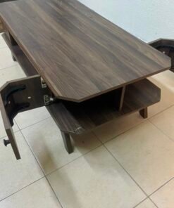 Tough-wearing walnut-finish wooden coffee table featuring a rectangular top, lower storage shelf, and subtle corner detailing. - Image 8
