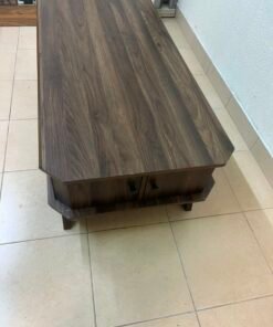 Tough-wearing walnut-finish wooden coffee table featuring a rectangular top, lower storage shelf, and subtle corner detailing. - Image 7