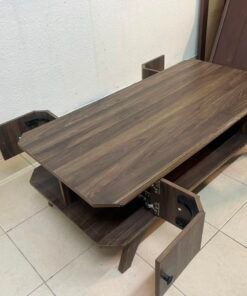 Tough-wearing walnut-finish wooden coffee table featuring a rectangular top, lower storage shelf, and subtle corner detailing. - Image 4