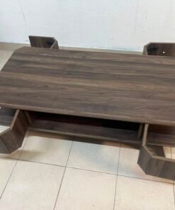 Tough-wearing walnut-finish wooden coffee table featuring a rectangular top, lower storage shelf, and subtle corner detailing. - Image 12