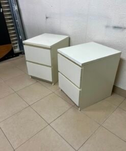 Set of 2 Minimalist White 2-Drawer Nightstands – Bedside Tables with Handleless Drawers & Integrated Top Finger Pulls - Image 2