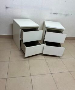 Set of 2 Minimalist White 2-Drawer Nightstands – Bedside Tables with Handleless Drawers & Integrated Top Finger Pulls - Image 3
