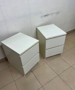 Set of 2 Minimalist White 2-Drawer Nightstands – Bedside Tables with Handleless Drawers & Integrated Top Finger Pulls - Image 4