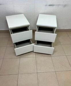 Set of 2 Minimalist White 2-Drawer Nightstands – Bedside Tables with Handleless Drawers & Integrated Top Finger Pulls - Image 5