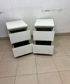 Set of 2 Minimalist White 2-Drawer Nightstands – Bedside Tables with Handleless Drawers & Integrated Top Finger Pulls - Image 6