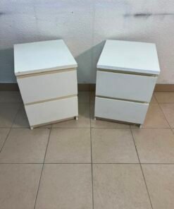 Set of 2 Minimalist White 2-Drawer Nightstands – Bedside Tables with Handleless Drawers & Integrated Top Finger Pulls - Image 8