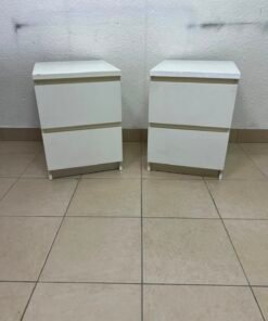 Set of 2 Minimalist White 2-Drawer Nightstands – Bedside Tables with Handleless Drawers & Integrated Top Finger Pulls - Image 9
