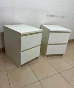 Set of 2 Minimalist White 2-Drawer Nightstands – Bedside Tables with Handleless Drawers & Integrated Top Finger Pulls - Image 10