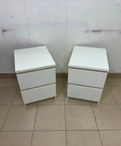 Set of 2 Minimalist White 2-Drawer Nightstands – Bedside Tables with Handleless Drawers & Integrated Top Finger Pulls - Image 11
