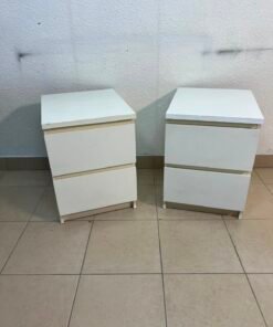Set of 2 Minimalist White 2-Drawer Nightstands – Bedside Tables with Handleless Drawers & Integrated Top Finger Pulls - Image 12
