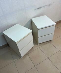 Set of 2 Minimalist White 2-Drawer Nightstands – Bedside Tables with Handleless Drawers & Integrated Top Finger Pulls - Image 13