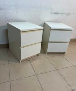 Set of 2 Minimalist White 2-Drawer Nightstands – Bedside Tables with Handleless Drawers & Integrated Top Finger Pulls - Image 14