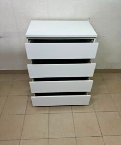 Modern White 4-Drawer Chest / Nightstand – Sleek Handleless Design with Integrated Top Edge Grooves & Minimalist Boxy Frame - Image 3
