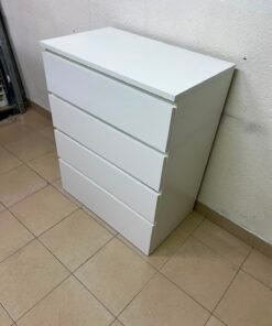 Modern White 4-Drawer Chest / Nightstand – Sleek Handleless Design with Integrated Top Edge Grooves & Minimalist Boxy Frame - Image 4