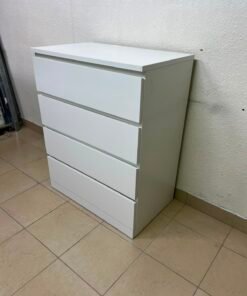 Modern White 4-Drawer Chest / Nightstand – Sleek Handleless Design with Integrated Top Edge Grooves & Minimalist Boxy Frame - Image 5