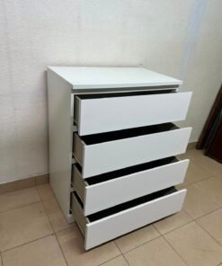 Modern White 4-Drawer Chest / Nightstand – Sleek Handleless Design with Integrated Top Edge Grooves & Minimalist Boxy Frame - Image 6