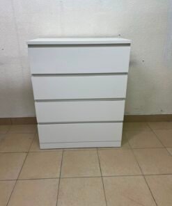 Modern White 4-Drawer Chest / Nightstand – Sleek Handleless Design with Integrated Top Edge Grooves & Minimalist Boxy Frame - Image 7