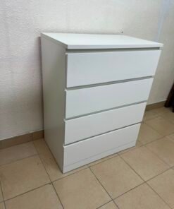 Modern White 4-Drawer Chest / Nightstand – Sleek Handleless Design with Integrated Top Edge Grooves & Minimalist Boxy Frame - Image 8