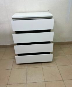 Modern White 4-Drawer Chest / Nightstand – Sleek Handleless Design with Integrated Top Edge Grooves & Minimalist Boxy Frame - Image 9