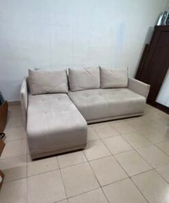Modern Light Beige L-Shaped Sectional Sofa with Chaise Lounge – Tufted Seat Cushions & 3 Plush Back Pillows for Living Room & Apartments - Image 5