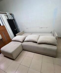 Modern Light Beige L-Shaped Sectional Sofa with Chaise Lounge – Tufted Seat Cushions & 3 Plush Back Pillows for Living Room & Apartments - Image 6