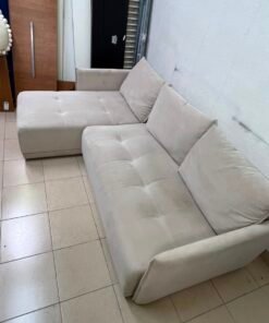 Modern Light Beige L-Shaped Sectional Sofa with Chaise Lounge – Tufted Seat Cushions & 3 Plush Back Pillows for Living Room & Apartments - Image 7