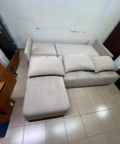 Modern Light Beige L-Shaped Sectional Sofa with Chaise Lounge – Tufted Seat Cushions & 3 Plush Back Pillows for Living Room & Apartments - Image 11