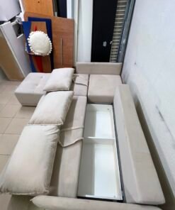 Modern Light Beige L-Shaped Sectional Sofa with Chaise Lounge – Tufted Seat Cushions & 3 Plush Back Pillows for Living Room & Apartments - Image 12
