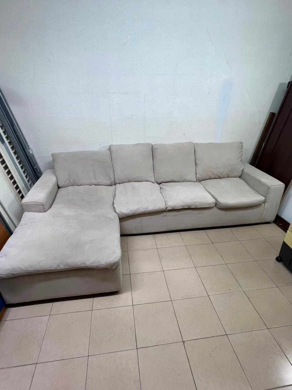 Modern Light Grey/Beige L-Shaped Sectional Sofa with Chaise Lounge – 4-Seater Fabric Couch with Plush Back Cushions for Living Room & Apartments - Image 2