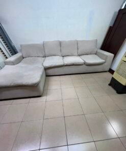 Modern Light Grey/Beige L-Shaped Sectional Sofa with Chaise Lounge – 4-Seater Fabric Couch with Plush Back Cushions for Living Room & Apartments - Image 3