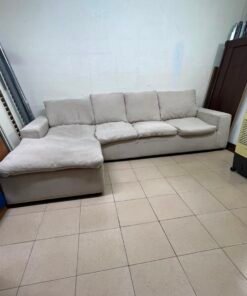 Modern Light Grey/Beige L-Shaped Sectional Sofa with Chaise Lounge – 4-Seater Fabric Couch with Plush Back Cushions for Living Room & Apartments - Image 6