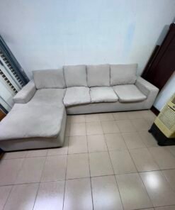 Modern Light Grey/Beige L-Shaped Sectional Sofa with Chaise Lounge – 4-Seater Fabric Couch with Plush Back Cushions for Living Room & Apartments - Image 8
