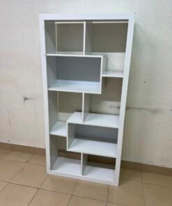 Modern White Geometric Asymmetrical Bookshelf – 6-Tier Freestanding Display Shelf with Open Cubes for Living Room, Office & Nursery - Image 14