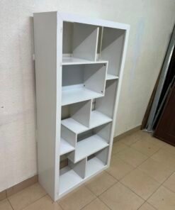 Modern White Geometric Asymmetrical Bookshelf – 6-Tier Freestanding Display Shelf with Open Cubes for Living Room, Office & Nursery - Image 13