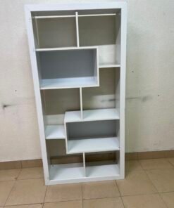 Modern White Geometric Asymmetrical Bookshelf – 6-Tier Freestanding Display Shelf with Open Cubes for Living Room, Office & Nursery - Image 12