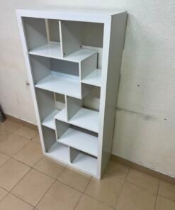 Modern White Geometric Asymmetrical Bookshelf – 6-Tier Freestanding Display Shelf with Open Cubes for Living Room, Office & Nursery - Image 11