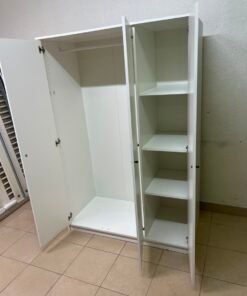 Modern White 3-Door Wardrobe / Closet – Minimalist Bedroom Storage Cabinet with Small Black Knobs & Solid Plinth Base - Image 3