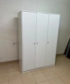 Modern White 3-Door Wardrobe / Closet – Minimalist Bedroom Storage Cabinet with Small Black Knobs & Solid Plinth Base - Image 5