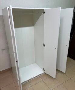 Modern White 3-Door Wardrobe / Closet – Minimalist Bedroom Storage Cabinet with Small Black Knobs & Solid Plinth Base - Image 9