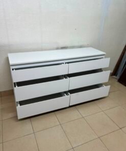 Modern White 6-Drawer Dresser / Chest – Wide Minimalist Storage Cabinet with Handleless Recessed Drawers & Plinth Base - Image 2