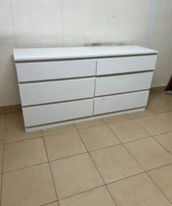 Modern White 6-Drawer Dresser / Chest – Wide Minimalist Storage Cabinet with Handleless Recessed Drawers & Plinth Base - Image 3
