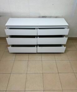 Modern White 6-Drawer Dresser / Chest – Wide Minimalist Storage Cabinet with Handleless Recessed Drawers & Plinth Base - Image 5