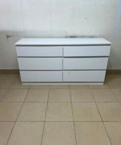 Modern White 6-Drawer Dresser / Chest – Wide Minimalist Storage Cabinet with Handleless Recessed Drawers & Plinth Base - Image 6