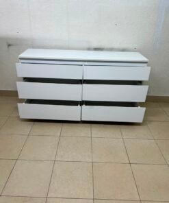 Modern White 6-Drawer Dresser / Chest – Wide Minimalist Storage Cabinet with Handleless Recessed Drawers & Plinth Base - Image 9